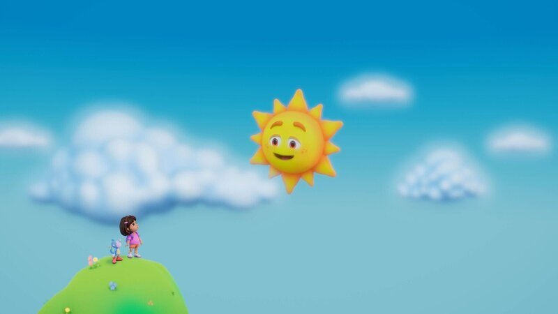 Die Sonne geht nicht unter, da sie nicht einschlafen kann! Also muss Dora Sols Kissenwolke finden. – Bild: SUPER RTL /​ Das Wolkenkissen