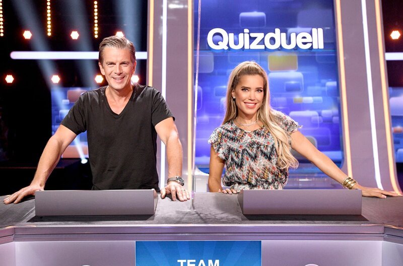 Treten gemeinsam als Team „Moderation“ an: Markus Lanz (l.) Moderator und Sylvie Meis (r.), Moderatorin. – Bild: ARD/​Uwe Ernst