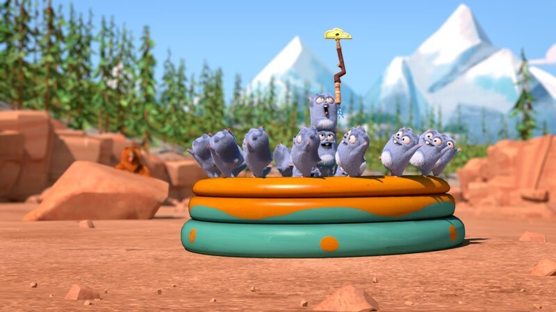 Die Lemminge leiden unter einer Hitzewelle. Doch schnell wissen die frechen Kerlchen Rat und wollen mit dem verbleibenden Wasser einen Pool zur Abkühlung befüllen. – Bild: Studio Hari