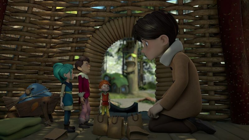 In Klincus’ Unterschlupf verkündet dieser seinen Freunden Yuki, Tipsar und Glyn seine Aufbruchspläne. – Bild: ZDF/​SHOWLAB FABRIQUE D’IMAGES TELEGAEL