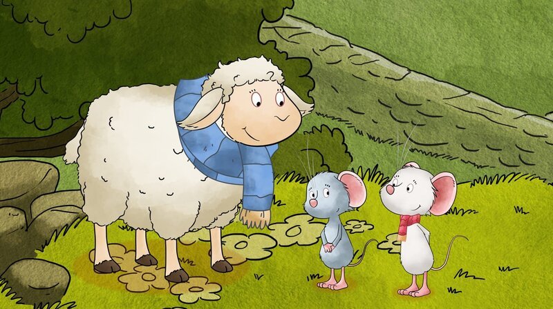 Patrick hat von Tilda und Molly einen Schal bekommen. – Bild: MDR/​WunderWerk