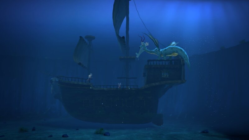 Jack, Lotus und Tashi werden von einem Drachen aufgespürt. – Bild: KiKA/​Flying Bark Productions Pty Ltd.