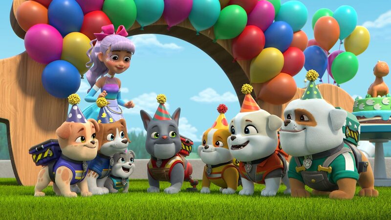 v.li.: Mix, Wheeler, Sierra Sparkle, Motor, Charger, Rubble, Auntie Crane, Grandpa Gravel – Bild: Paramount