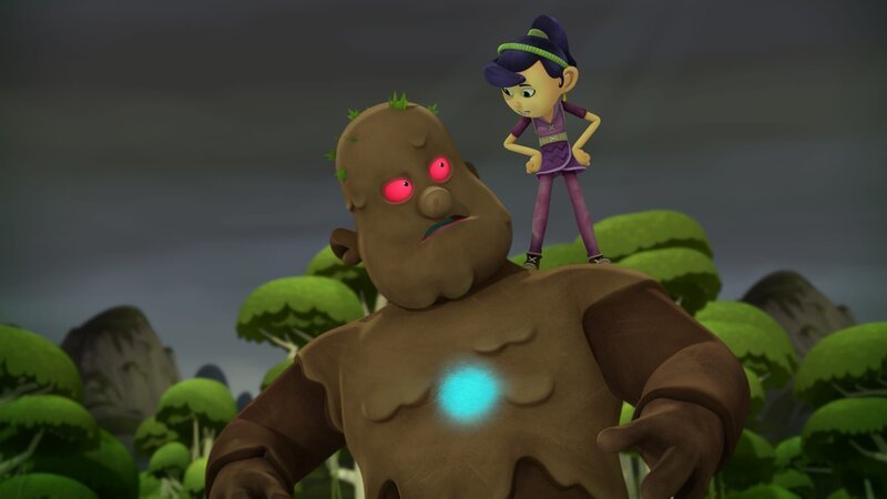 Lily Distel gibt dem Golem Befehle. – Bild: KiKA/​Flying Bark Productions Pty Ltd.