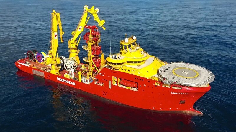 150 Meter lang, 27 Meter breit – die Edda Freya ist ein hochspezialisiertes und leistungsstarkes Arbeitsschiff. – Bild: DeepOcean/​ WeltN24 GmbH