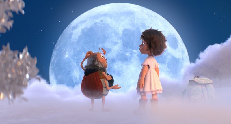 Die kleine Anna (r.) hat jede Menge Fantasie. Darum bereitet es ihr kein Problem, als plötzlich ein sprechender Maikäfer (l.) auftaucht, der mit ihr unbedingt auf den Mond reisen will. – Bild: ZDF/Little Dream Entertainment Die kleine Anna (r.) hat jede Menge Fantasie. Darum bereitet es ihr kein Problem, als plötzlich ein sprechender Maikäfer (l.) auftaucht, der mit ihr unbedingt auf den Mond reisen will. – Bild: ZDF/Little Dream Entertainment