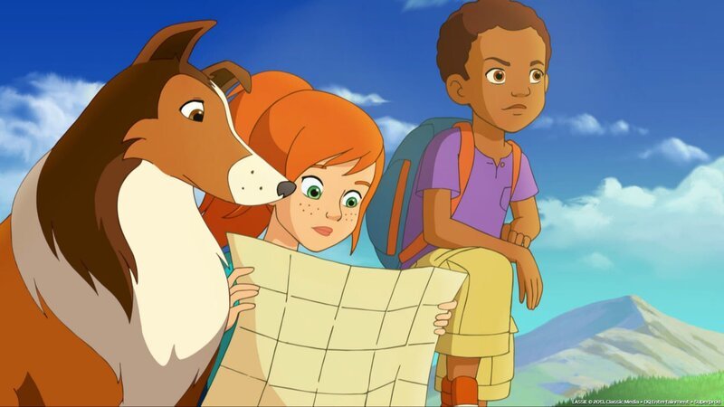 Zoe versucht die Schatzkarte, die sie in Mrs. Lees Geschäft gefunden haben, zu entziffern. – Bild: ZDF/​Lassie, Classic Media, DQ Entertainment, Superprod.