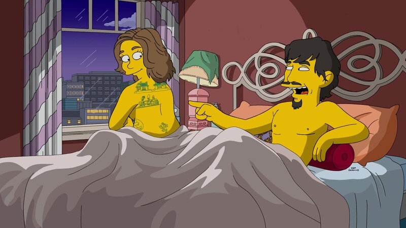„Die Simpsons“, „Traumwelten.“ Nach der Diagnose einer ernsthaften Erkrankung werden Homer Medikamente verschrieben. Anstatt diese umgehend zu besorgen, lässt sich Homer jedoch lieber in Moes Bar volllaufen. Marge ist derart entsetzt über Homers Nachlässigkeit, dass sie sich nach einem Riesenkrach schlussendlich sogar von ihm trennt. – Bild: Fox and its related entities
