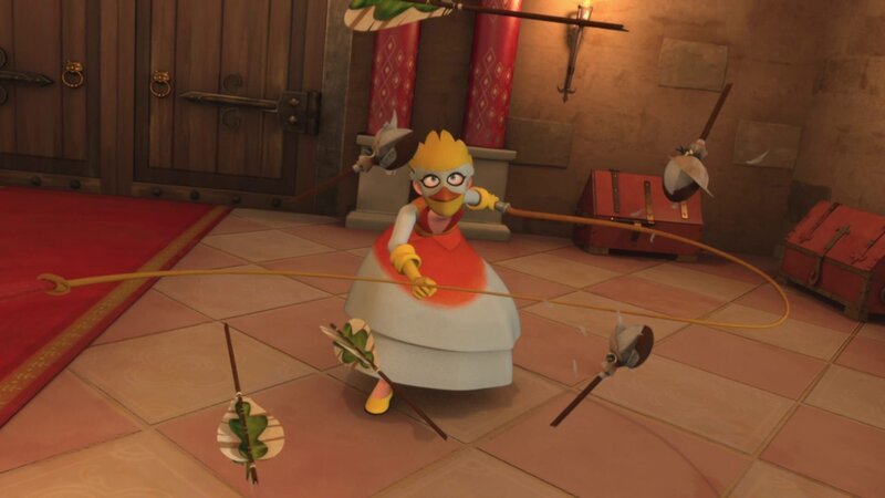 Lady Vogelfrei kämpft gegen Robins Pfeile. – Bild: Method Animation – DQ Entertainment Intern. – ZDF, De Agostini