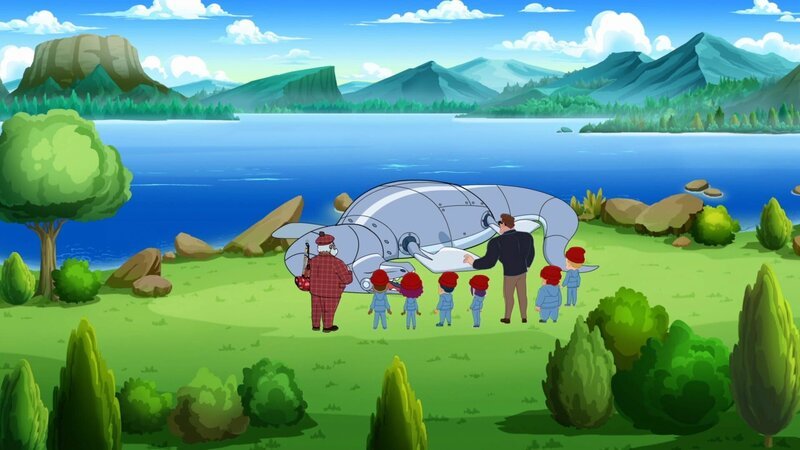 Die Kinder und Arnold finden Loch Ness Roboter. – Bild: ORF/​YFE Your Family Entertainment
