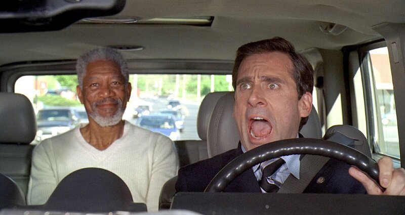 Gott (Morgan Freeman, l.) ermutigt Evan (Steve Carell), nicht aufzugeben … – Bild: RTL Gott (Morgan Freeman, l.) ermutigt Evan (Steve Carell), nicht aufzugeben … – Bild: RTL