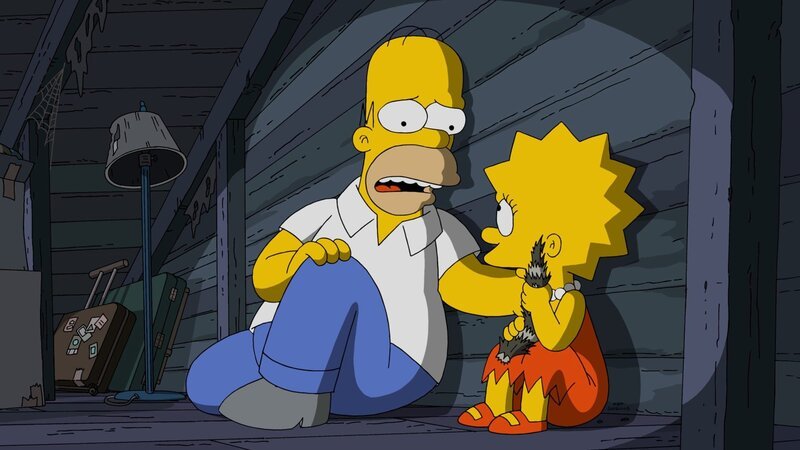 Die Simpsons, Horror-Halloween. Wie jedes Jahr dekoriert Homer das Haus für Halloween. Derweil nimmt Lisa erstmals an der Halloween-Horror-Nacht im Krustyland teil. Marge verlangt deshalb von Homer, die gesamte Dekoration wieder zu entfernen. – Bild: Fox
