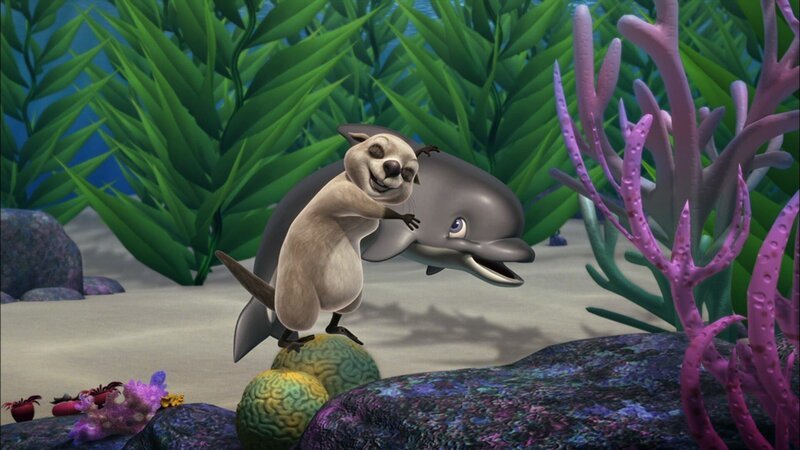 Otter Bobsie ist froh, dass es seinem neuen besten Freund, einem lustigen Delfin, wieder gut geht. – Bild: KI.KA/​Mike Young Productions