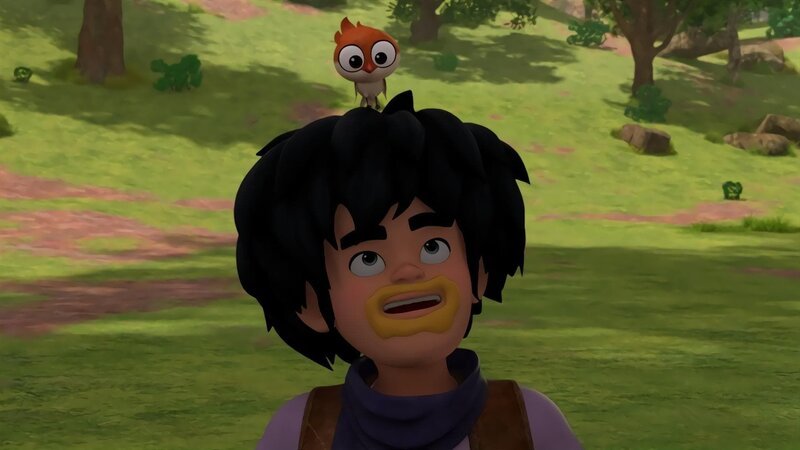 Durch einen fehlgeleiteten Zauber steckt in Little John jetzt der Bär Geri und in Geris Körper ist Little John. Das bedeutet jede Menge Chaos. – Bild: ZDF/​Method Animation/​ZDF Studios/​KidsMe