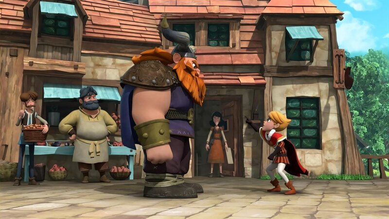 Fürst Harald verteidigt die Dorfbewohner gegen Prinz John und seine Steuerpläne. – Bild: ZDF/​Method Animation 2021/​ZDF Studios/​KidsMe