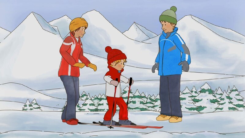 Das erste Mal auf Skiern stehen fühlt sich ganz schön wackelig an, findet Conni. – Bild: ZDF/​Henning Windelband, Youngfilms GmbH
