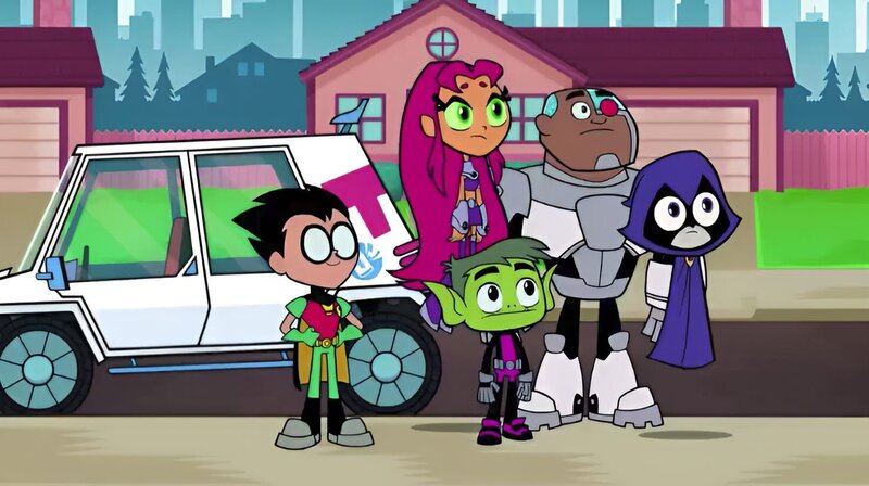 v.li.: Robin, Starfire, Beast Boy, Cyborg, Raven – Bild: TM and The Cartoon Network, Inc. A Time Warner Company. All Rights Reserved.
