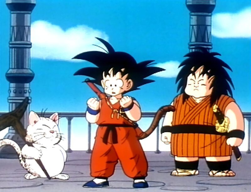 Son-Goku überwindet das Gift des göttlichen Wassers und spürt neue, zuvor verborgene Kräfte. Er kann die Anwesenheit des Gegners sogar spüren. Yajirobi und Meister Quitte sind sehr überrascht … – Bild: RTL II