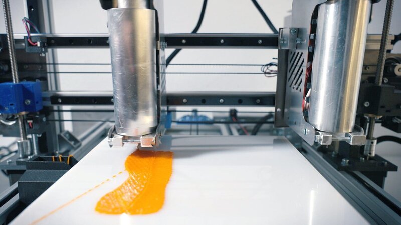 Das Wiener Start-Up „Revo Foods“ bietet Lachs aus dem 3D-Drucker an. – Bild: SRF/​Autentic GmbH
