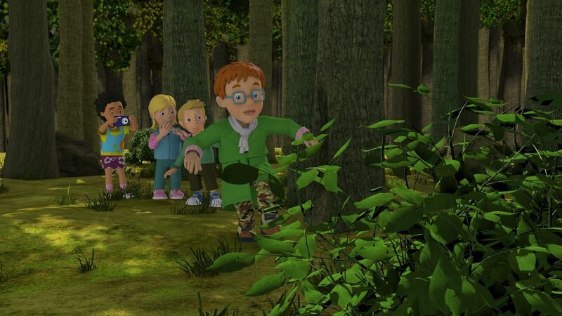 Vor allem Norman und seine Weltraumdetektiv-Kollegen Mandy, James und Sarah verfolgen mit Eifer die unheimlichen fliegenden Lichter. – Bild: KiKA/Prism Art & Design Limited/HIT Entertainment Vor allem Norman und seine Weltraumdetektiv-Kollegen Mandy, James und Sarah verfolgen mit Eifer die unheimlichen fliegenden Lichter. – Bild: KiKA/Prism Art & Design Limited/HIT Entertainment