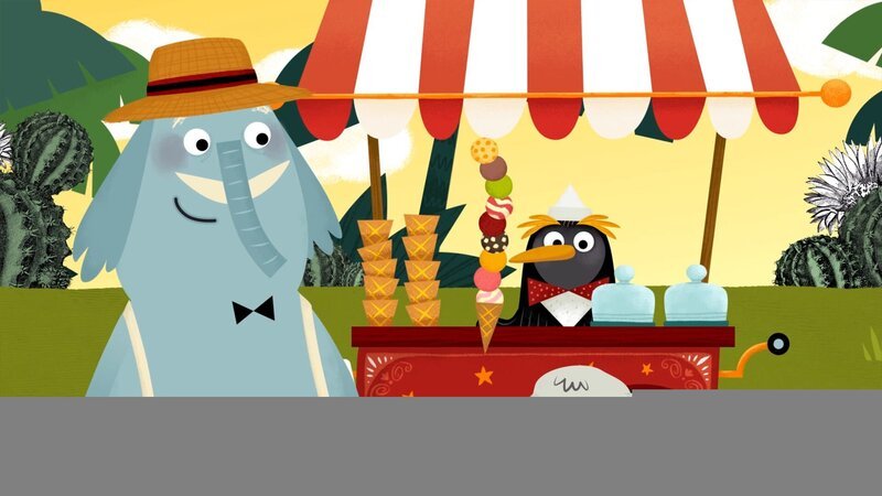 Im Sommer treffen sich alle Waldbewohner im Schwimmbad zum Eis essen. – Bild: KiKA /​ rbb/​ahoifilm