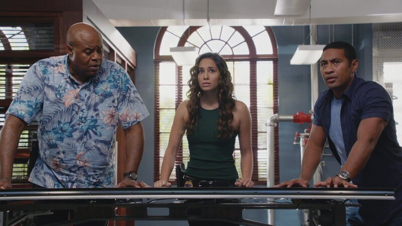 (v.l.n.r.) Lou Grover (Chi McBride); Tani Rey (Meaghan Rath); Junior Reigns (Beulah Koale) – Bild: CBS Broadcasting, Inc.