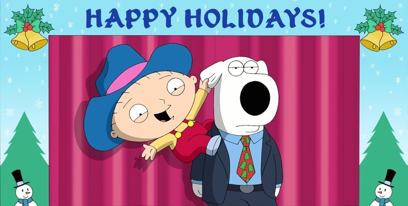 Stewie (l.) folgt Weihnachtspartycrasher Brian (r.), um über dessen Anmachversuche potentieller „Kolleginnen“ zu lachen und sich fremdzuschämen, entdeckt dann aber die Partys für sich und hat viel Spaß mit dem Fotoautomaten. – Bild: Fox