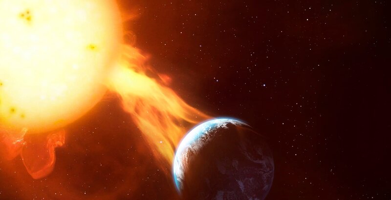 Treffen die geladenen Teilchen des Sonnensturms das Magnetfeld der Erde, stören sie unser Funksystem und können ganze Kontinente lahmlegen. – Bild: N24 Doku