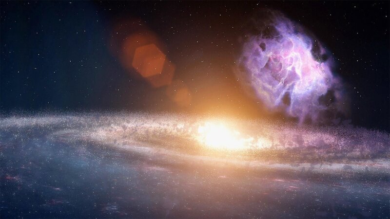 Zwerggalaxien kollidieren mit großen Galaxien. – Bild: PLURIMEDIA (Discovery Communications)
