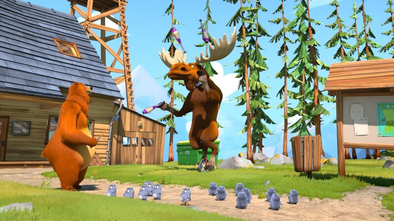 Grizzy (l.), die Lemminge, Elch – Bild: Studio Hari