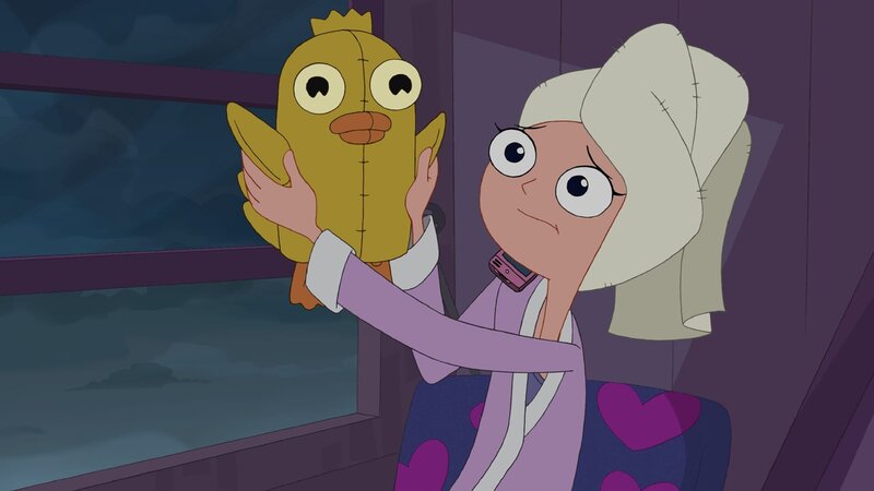 PHINEAS AND FERB – „Terrifying Tri-State Trilogy of Terror“ Đ This new episode of „Phineas and Ferb“ features three separate tales. Tale One follows Candace as she accidentally conjures up a spell that turns her Ducky Momo plushie into a living, breathing doll that is set on stalking her. In Tale Two, Doofenshmirtz encounters a mythological, giant floating baby head that grants cursed wishes; and Tale Three pits Phineas, Ferb and their friends against a horde of mischievous, evil platypuses set on destroying the town. – Bild: Disney+