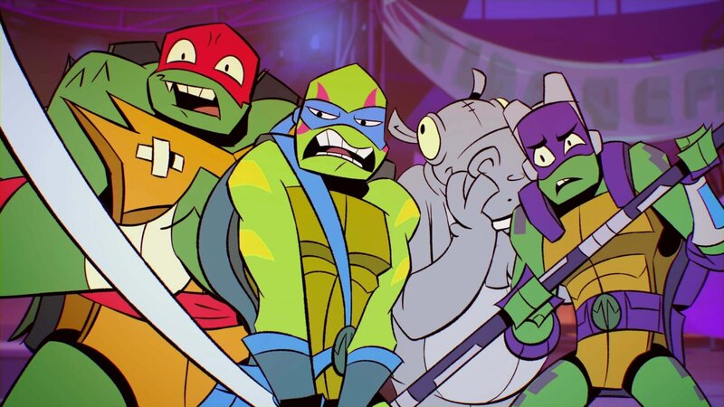 Raphael (l.), Leonardo (2.v.l.), Donatello (r.) – Bild: Paramount