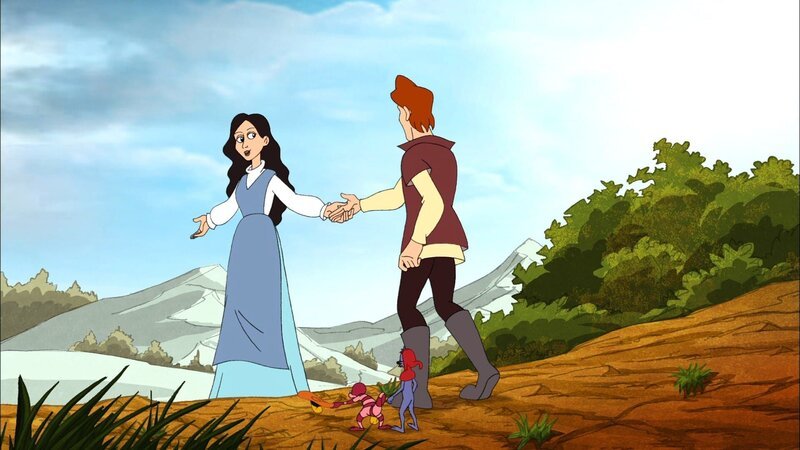 Jorinde und Joringel gehen versehentlich zu nah ans Schloss der alten Zauberin. – Bild: NDR/​Greenlight Media AG