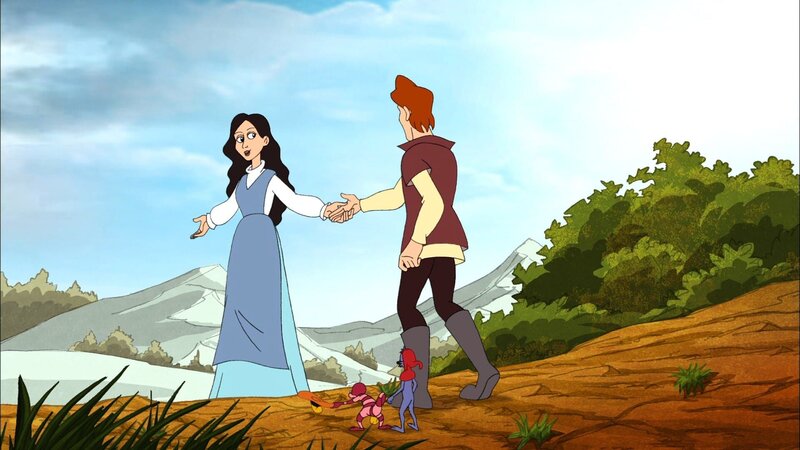 Jorinde und Joringel gehen versehentlich zu nah ans Schloss der alten Zauberin. – Bild: NDR/​Greenlight Media AG