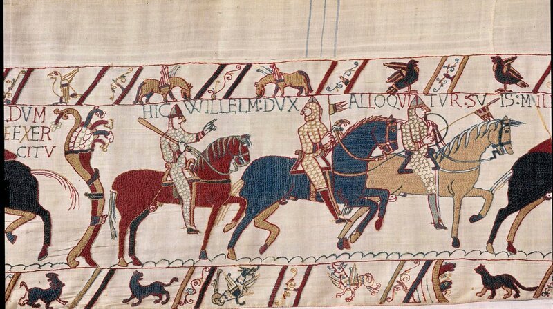 Teppich von Bayeux mit Wilhelm dem Eroberer: Ist Wilhelm der Eroberer das historische Vorbild für König Artus? – Bild: phoenix/​ZDF/​Bayeux Museum