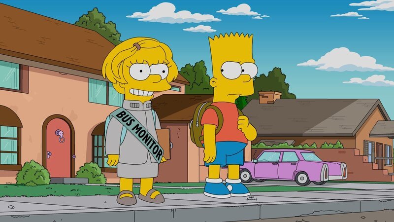 Zu Barts (r.) Missgunst hat Lisa (l.) einen Job als Busaufseherin und führt sich daher als Wahrerin des Friedens auf … – Bild: Fox and its related entities.