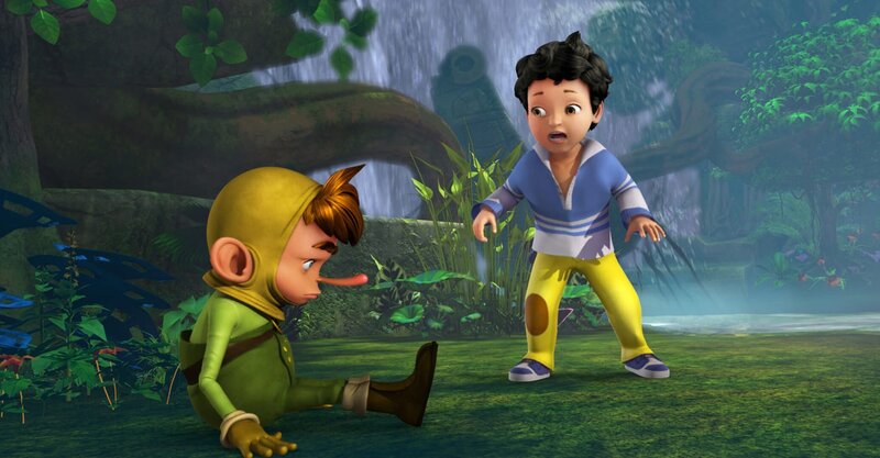 Michael will Pick überreden, mitzukommen und ihm zu helfen Barrum zu finden. Sie müssen Barrum wieder in eine Muschel einsperren! – Bild: ZDF/​DQ Entertainment