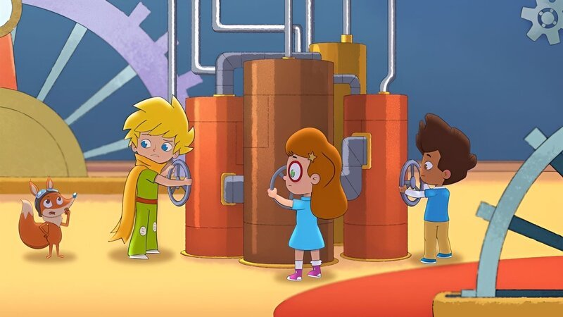Der kleine Prinz und die Kinder stellen fest, dass ohne die Hilfe der Rose viel zu tun ist. – Bild: WDR/​Method Animation