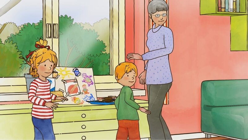 Ob Mama und Papa die selbst gebackenen Kekse schmecken? Mit Connis Plakat-Rezept und ein bisschen auch mit Omas Hilfe geht Backen kinderleicht. – Bild: ZDF und Henning Windelband (Youngfilms GmbH)./​Henning Windelband (Youngfilms G