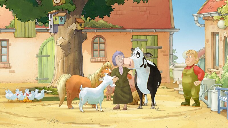 Picobello ist der Hof, als Tantchen zu Besuch kommt. – Bild: ZDF/​WunderWerk