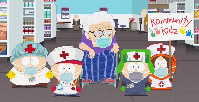 Eric (l.), Stan (2.v.l.), Kyle (2.v.r.), Kenny (r.) – Bild: ViacomCBS