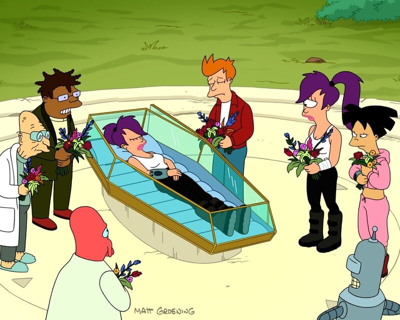 v.li.: Professor Farnsworth, Hermes, Zoidberg, Leela, Fry, Robot Leela, Bender, Amy – Bild: Paramount