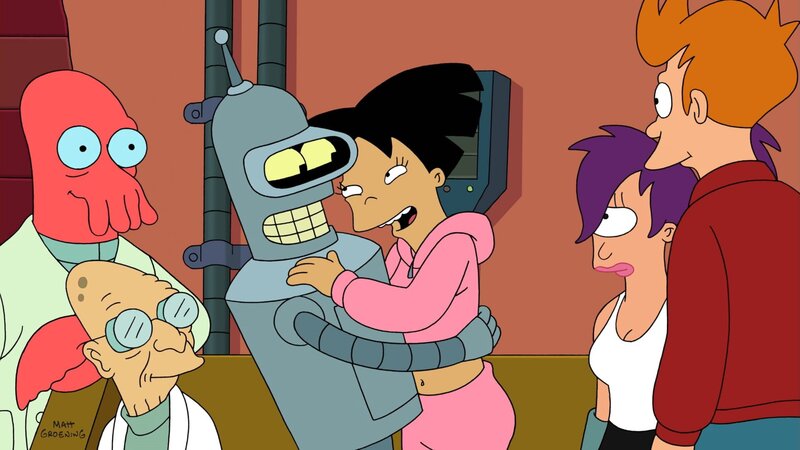 v.li.: Zoidberg, Professor Farnsworth, Bender, Amy, Leela, Fry – Bild: Paramount
