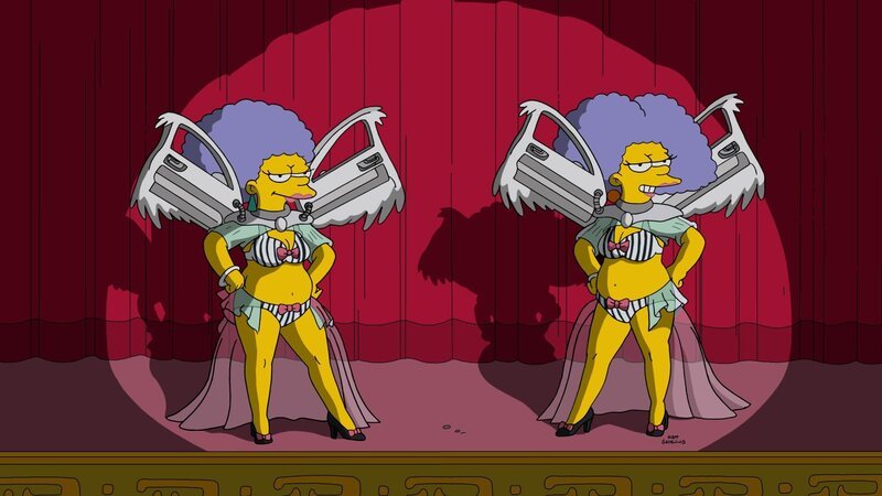 Der Auftritt von Patty (l.) und Selma (r.) bei dem 38. Annual DMV Award ist für Homer unerträglich. Er verlässt frühzeitig die Veranstaltung … – Bild: Fox