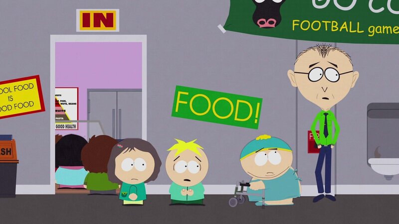 Butters (2.v.l.), Eric (2.v.r.), Mr. Mackey (r.) – Bild: ViacomCBS