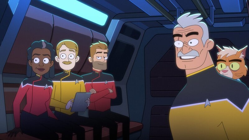 L-R: Captain Carol Freeman, Lt. Commander Andarithio Billups, Commander Jack Ransom, Lieutenant Shaxs und Dr. T’ana – Bild: Paramount /​ Best Possible Screen Grab /​ CBS /​ CBS ALL ACCESS /​ 2020 CBS Interactive, Inc. All Rights Reserved