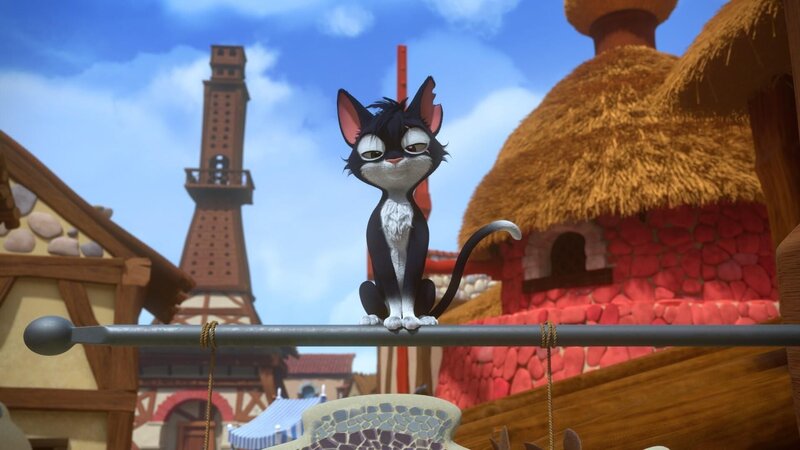 Sardine kann vom Dach aus beobachten, was in der Stadt vor sich geht.  +++ – Bild: RTL /​ Dreimal Stupidix