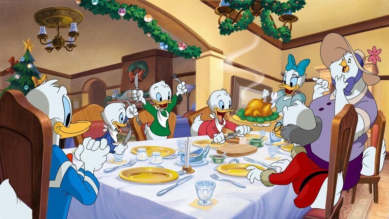 Die Ducks lassen es sich beim großen Weihnachtsfestessen gut gehen. – Bild: Disney Channel Die Ducks lassen es sich beim großen Weihnachtsfestessen gut gehen. – Bild: Disney Channel