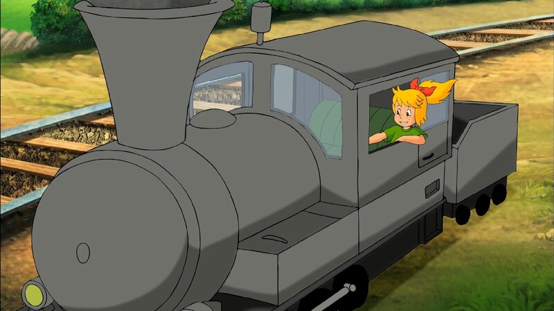 In letzter Sekunde schafft Bibi es, die Lok zum Stehen zu bringen. – Bild: ZDF