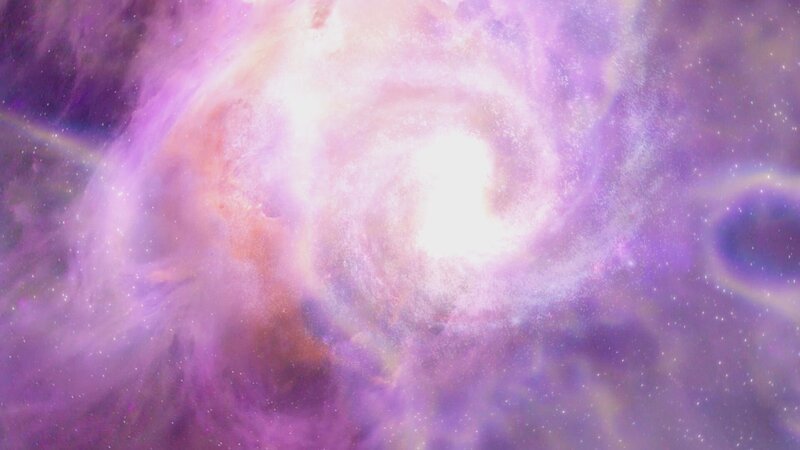 Quasare sind ein kosmisches Rätsel. Sie werden von schwarzen Löchern angetrieben und schleudern Strahlen durch das Universum. – Bild: ZDF